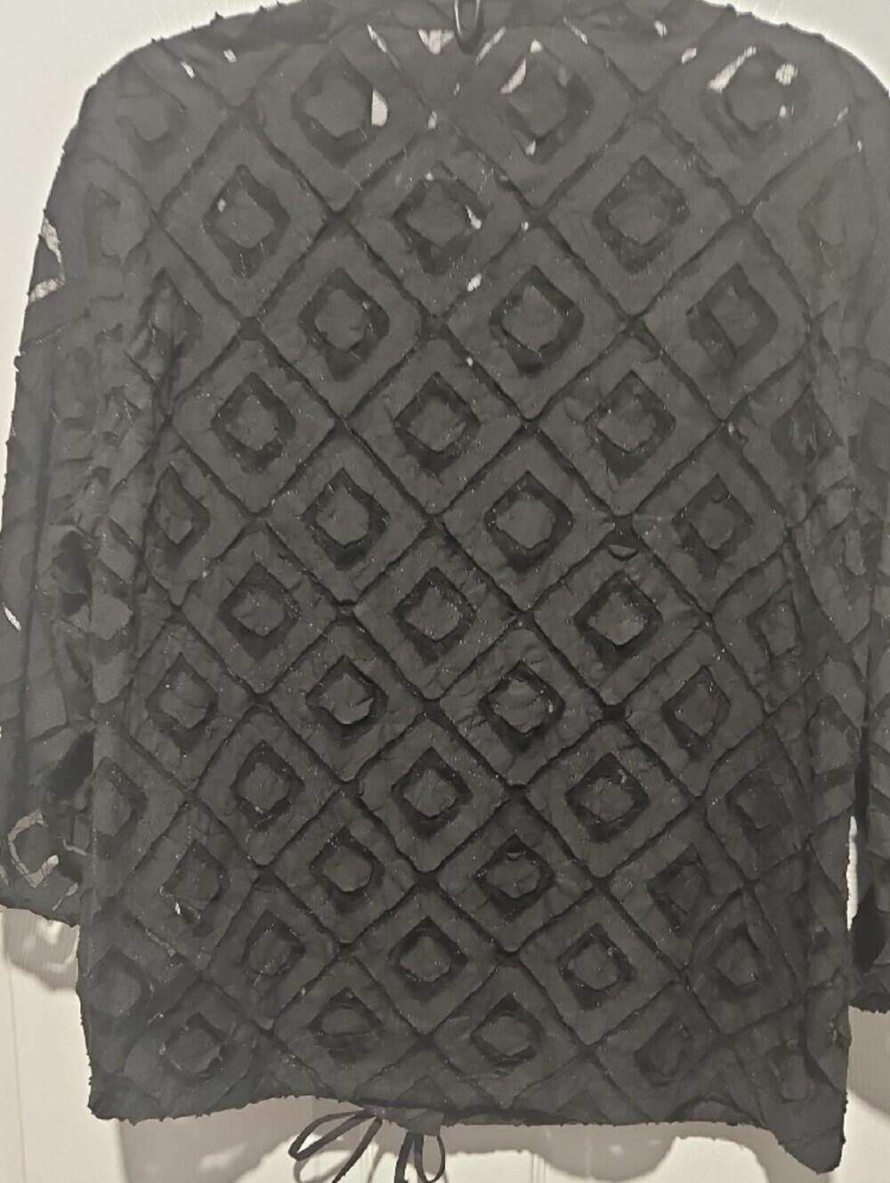 Alfred Dunner Black Diamond-Pattern Button Front Shacket - Picture 6 of 6
